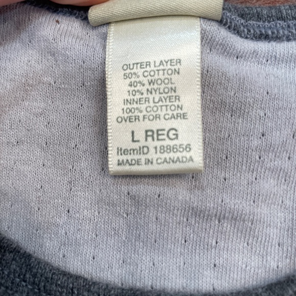 L.L.Bean Two-Layer Cotton Wool Base Layer Long Sleeve Shirt Heather Gray Size L - Picture 11 of 12